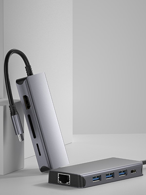 8合1扩展坞 USB C转HDMI4K@60Hz+千兆RJ45+SD/TF卡USB3.0+USB3.0*2+USB2.0+PD100W