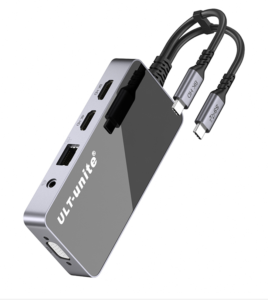 【149】9合1扩展坞  双C转 HDMI 8K+HDMI4K+VGA+USB3.0*2+USB 3.0CF+PD+RJ45+3.5mm 