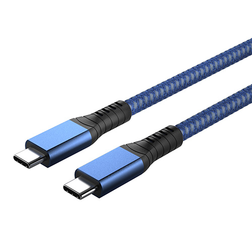 【102】USB4 40Gbps 公对公数据线（铝壳+编网）蓝色