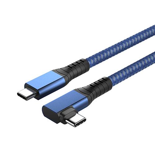 【118】USB4 40Gbps 公对公数据线（铝壳+编网） 侧弯  蓝色
