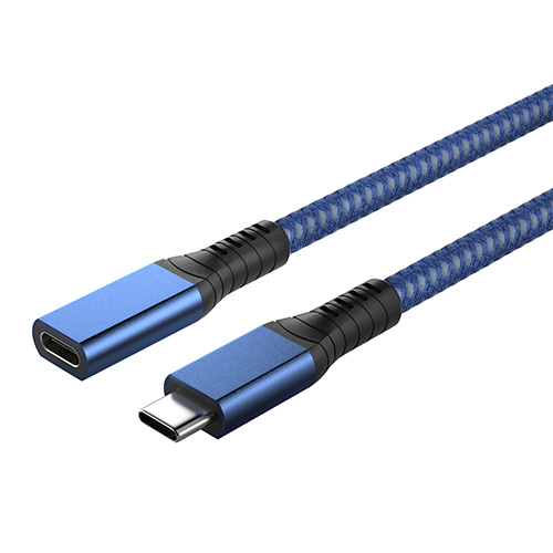 【124】USB4 40Gbps 公对母延长线（铝壳+编网） 蓝色