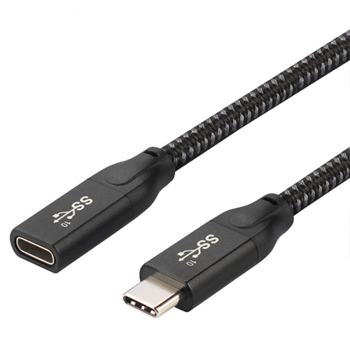 【8】USB 3.1 Type-C 公对母延长线 （铝壳+PP纱编网） 黑色