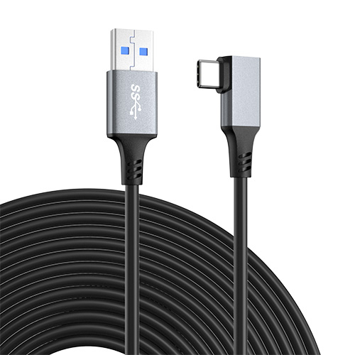 【123】USB3.0 VR线  AM/TypeC 侧弯 灰色铝壳黑色裸线