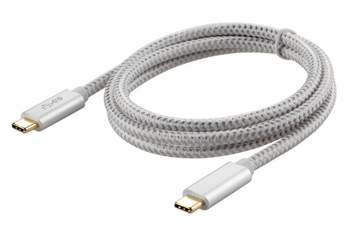 【69】USB 3.1 Type-C 公对公 （铝壳+PP纱编网）银色 PD60W