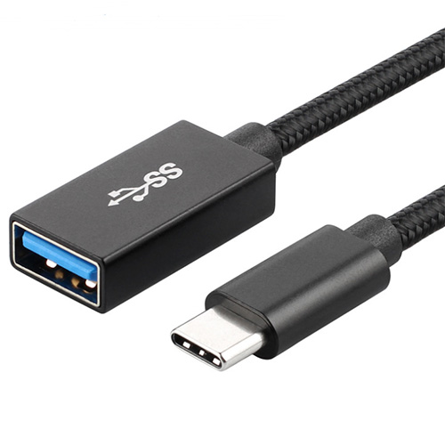 【70】USB3.0 Type-C公 to USB-A母 5Gbps 铝壳编网黑色