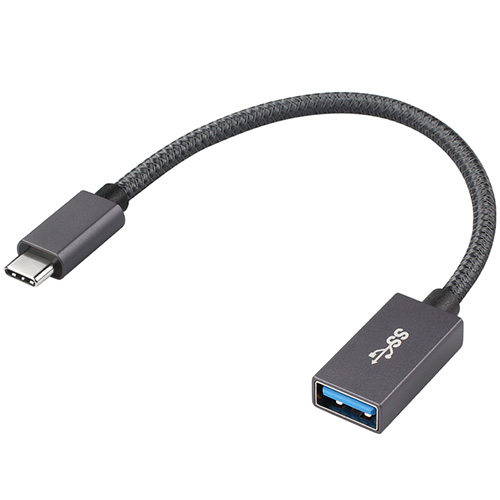 USB3.0 Type-C公 to USB-A母 5Gbps 深灰色铝壳编网（包铜箔，带马口铁款）