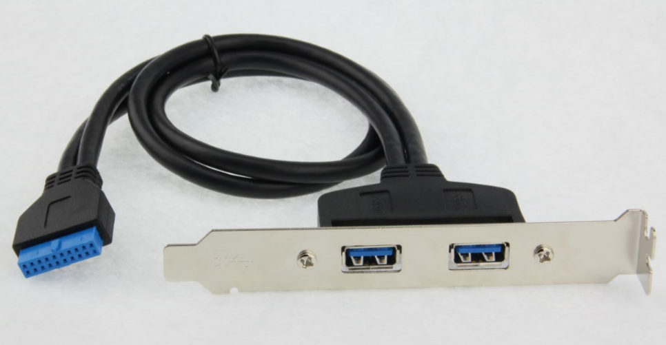 USB3.0 20P F/2*USB3.0AF PCI后置挡板线（新款） 黑色/蓝色