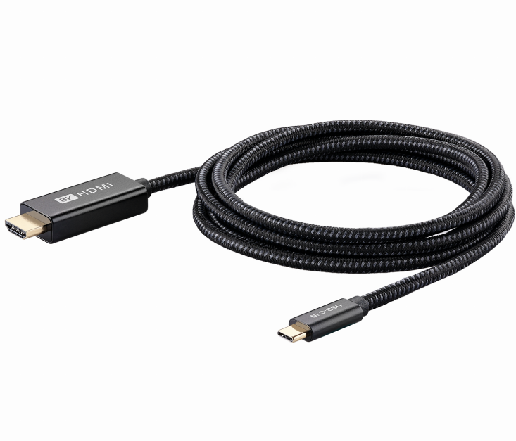 【220】TYPE-C转HDMI 8K60HZ 公对公  4041-80169 黑灰绞合纱编网线 黑色铝合金壳+黑色外模