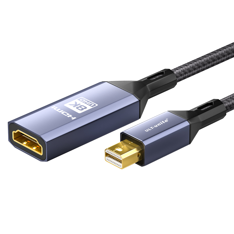 【302】MINI DP转HDMI母 8K60HZ 铝壳编网