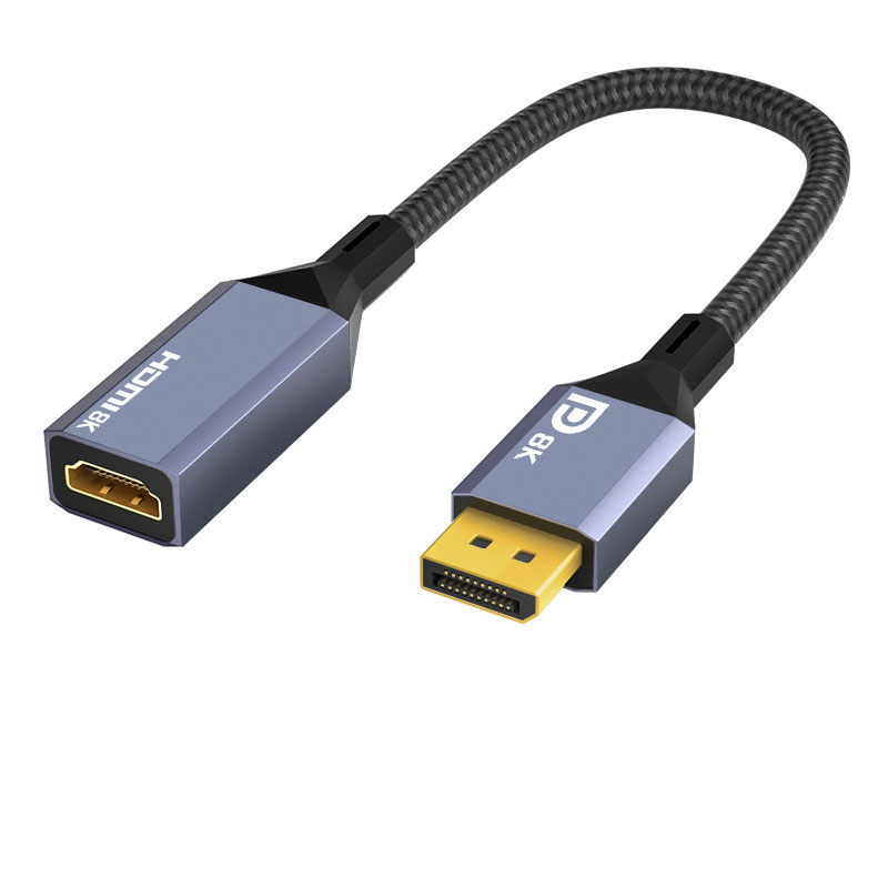 【306】DP转HDMI母 8K60HZ 铝壳编网