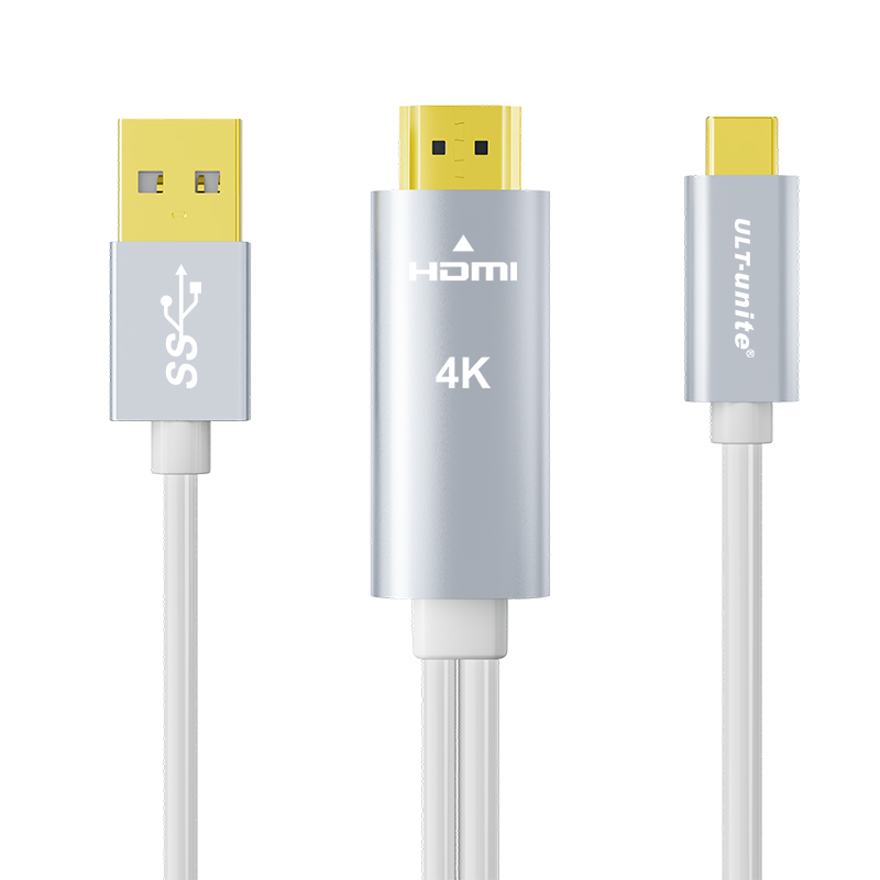 【382】HDMI TO Type-C 带供电 4K60HZ 铝壳PVC外被