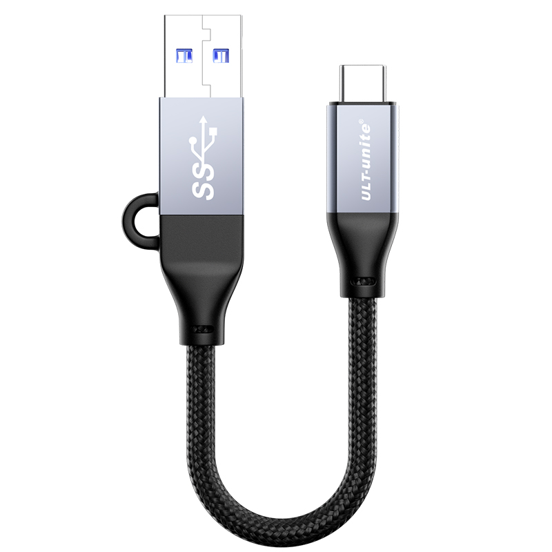 【443】USB3.0 C/C带 A公转C母转接头 OD:4.6mm 铝壳编网