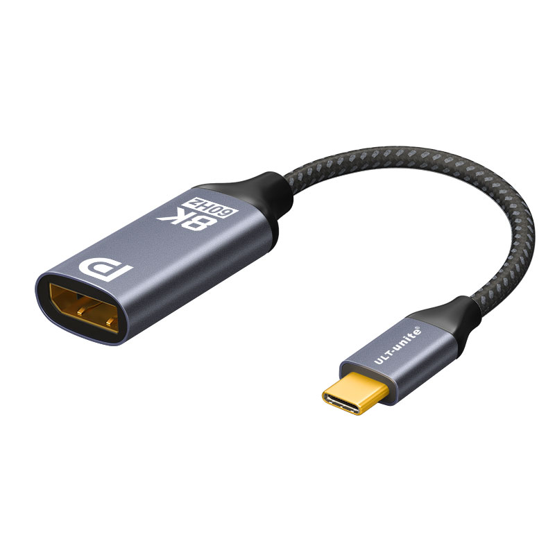 【248】USB C/DP F PP纱编网 灰黑色-0.2米 8K