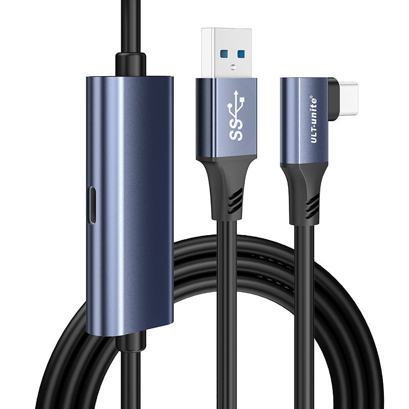【289】USB3.0 A转TYPE-C侧弯 VR线 带供电