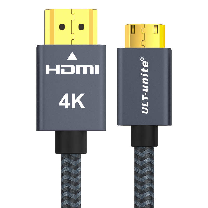 【65】HDMI转MiniHDMI2.0 黑色编网线灰色壳 32AWG