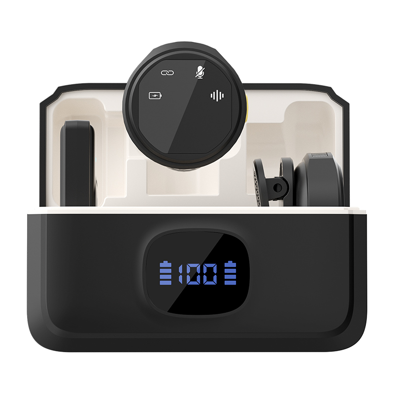 【500】纽扣式无线麦克风声卡版 一拖二带充电仓