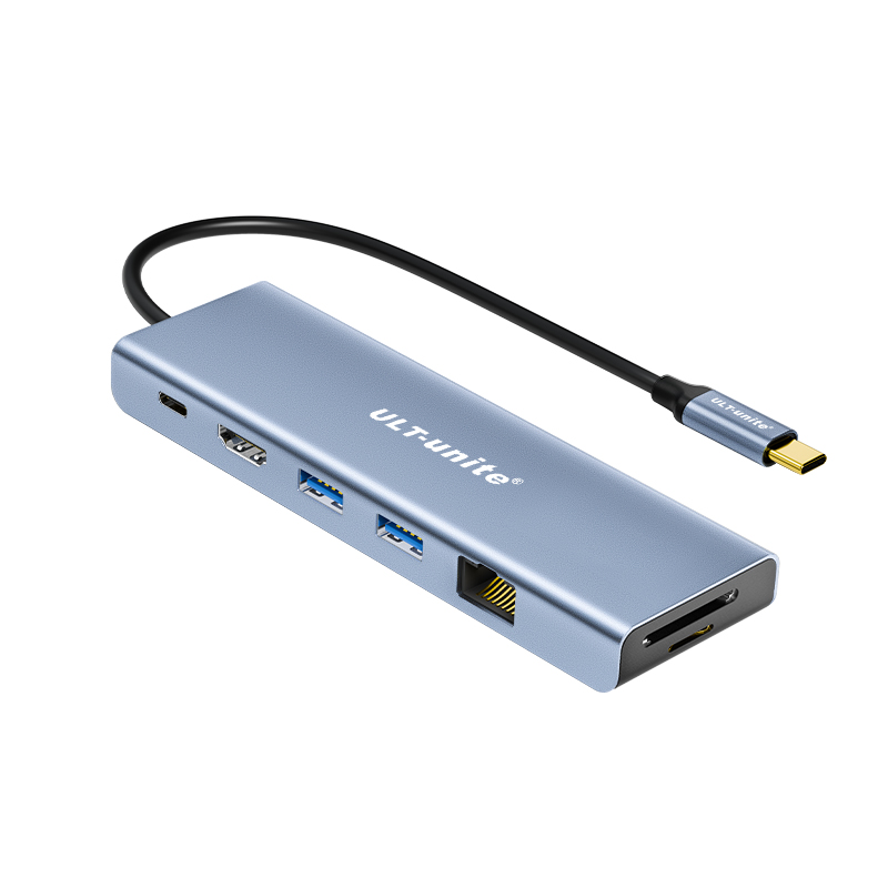 【540】7合1千兆网卡+USB3.0X2+3.0SD/TF读卡器+PD100W+HDMI4K60Hz
