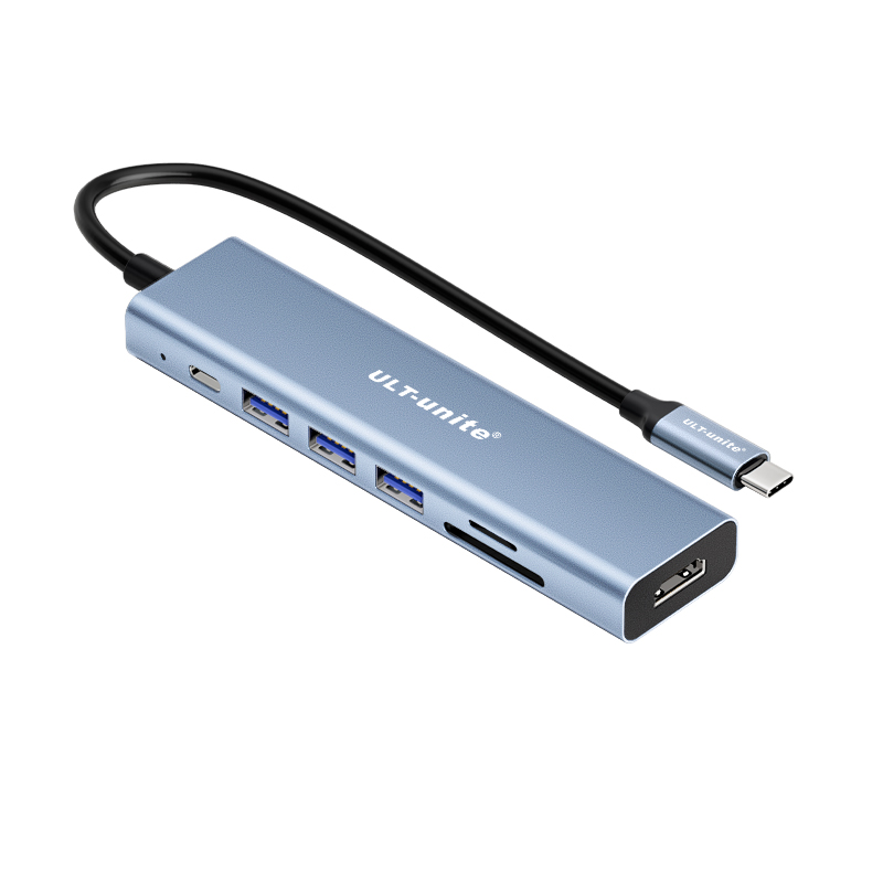 【539】7合1USB3.0X3+3.0SD/TF读卡器+PD100W+HDMI4K60Hz
