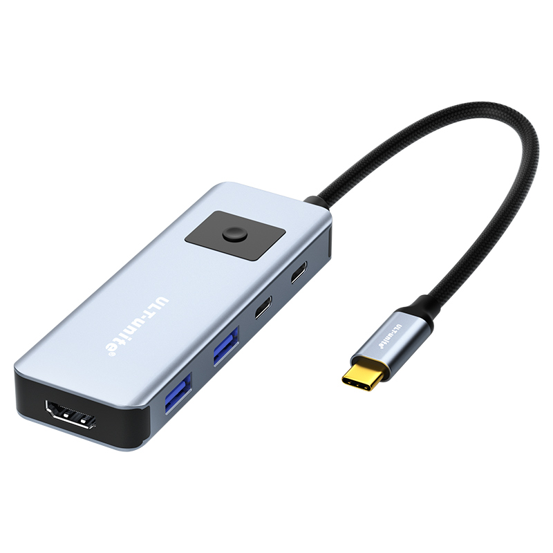 【536】6合1USB3.0X2+Type-C3.0+PD100W+HDMI4K60Hz+（一键息屏）