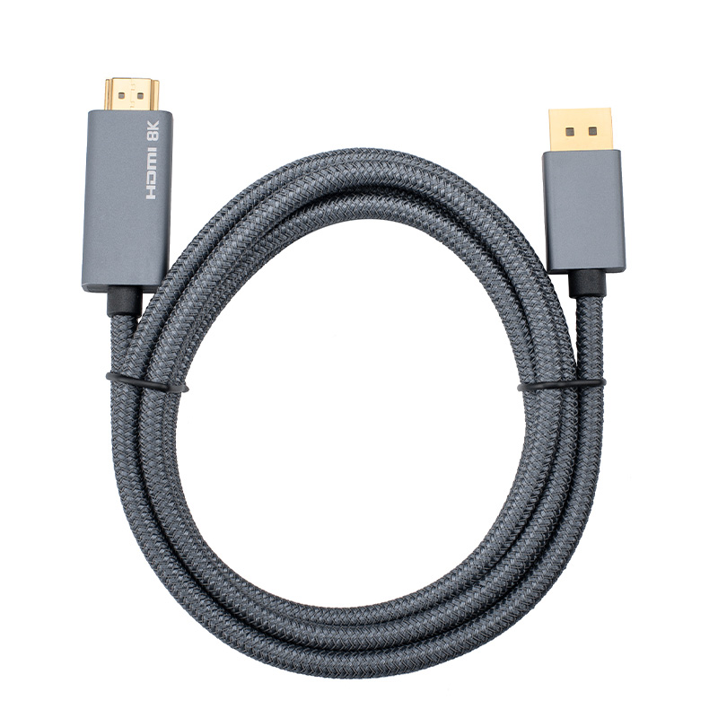 【26】DP转HDMI 8K@30hz 公对公 灰色铝壳编网