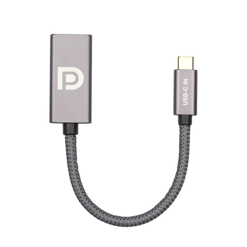 【66】USB 3.1 Type-C 公对DP1.2母 4K@60HZ  灰色铝壳编网